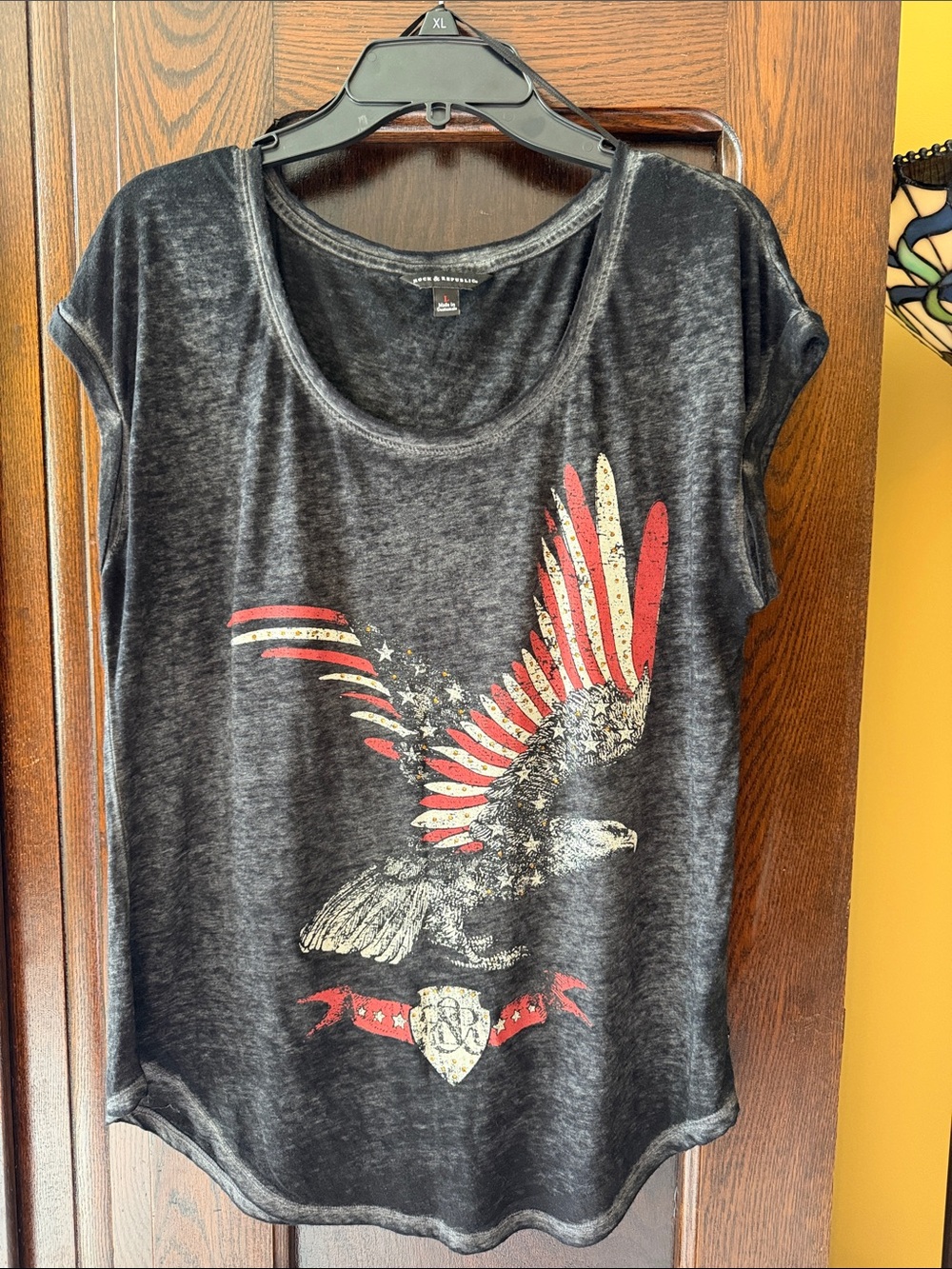 Rock & Republic Faded Black Short-Sleeve Tee with Eagle Graphic